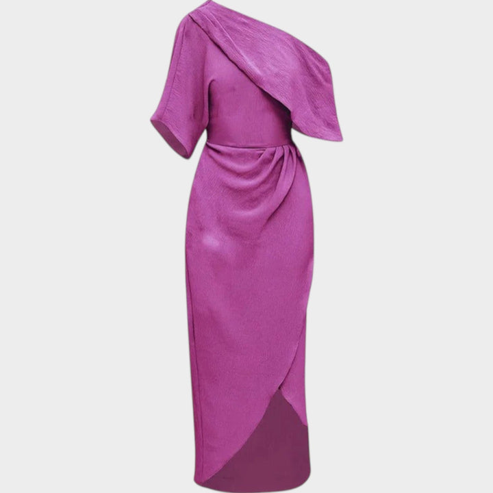 Asymmetric One-Shoulder Wrap Dress
