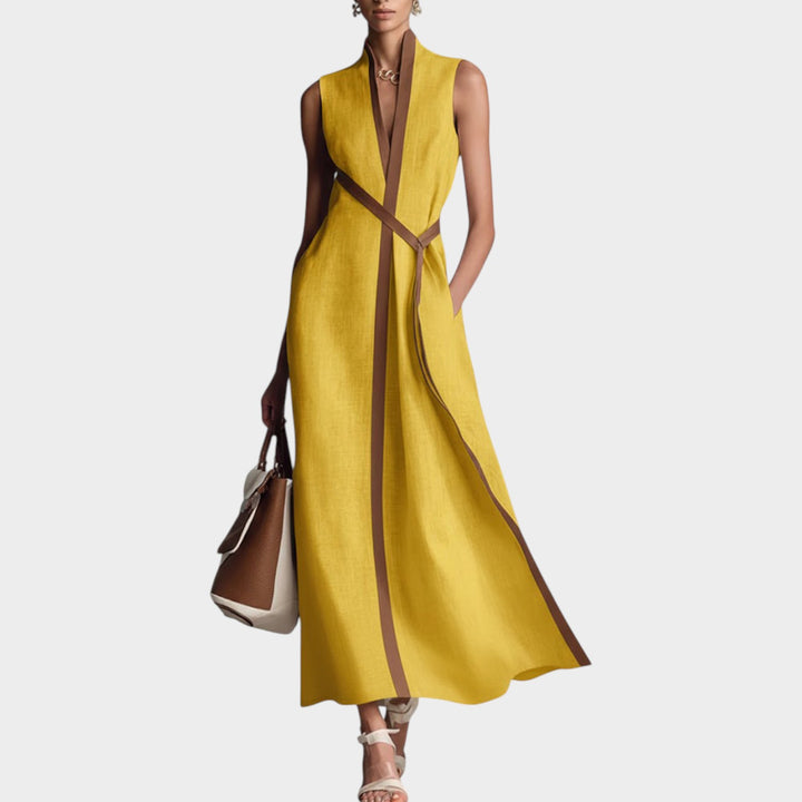 Modern Contrast Trim Maxi Dress