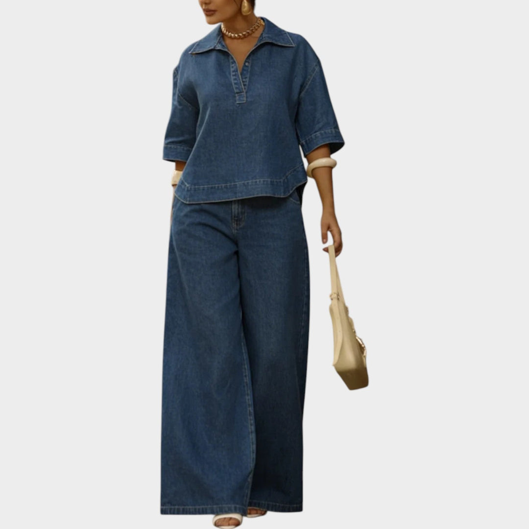 Denim-Inspired Two-Piece Set