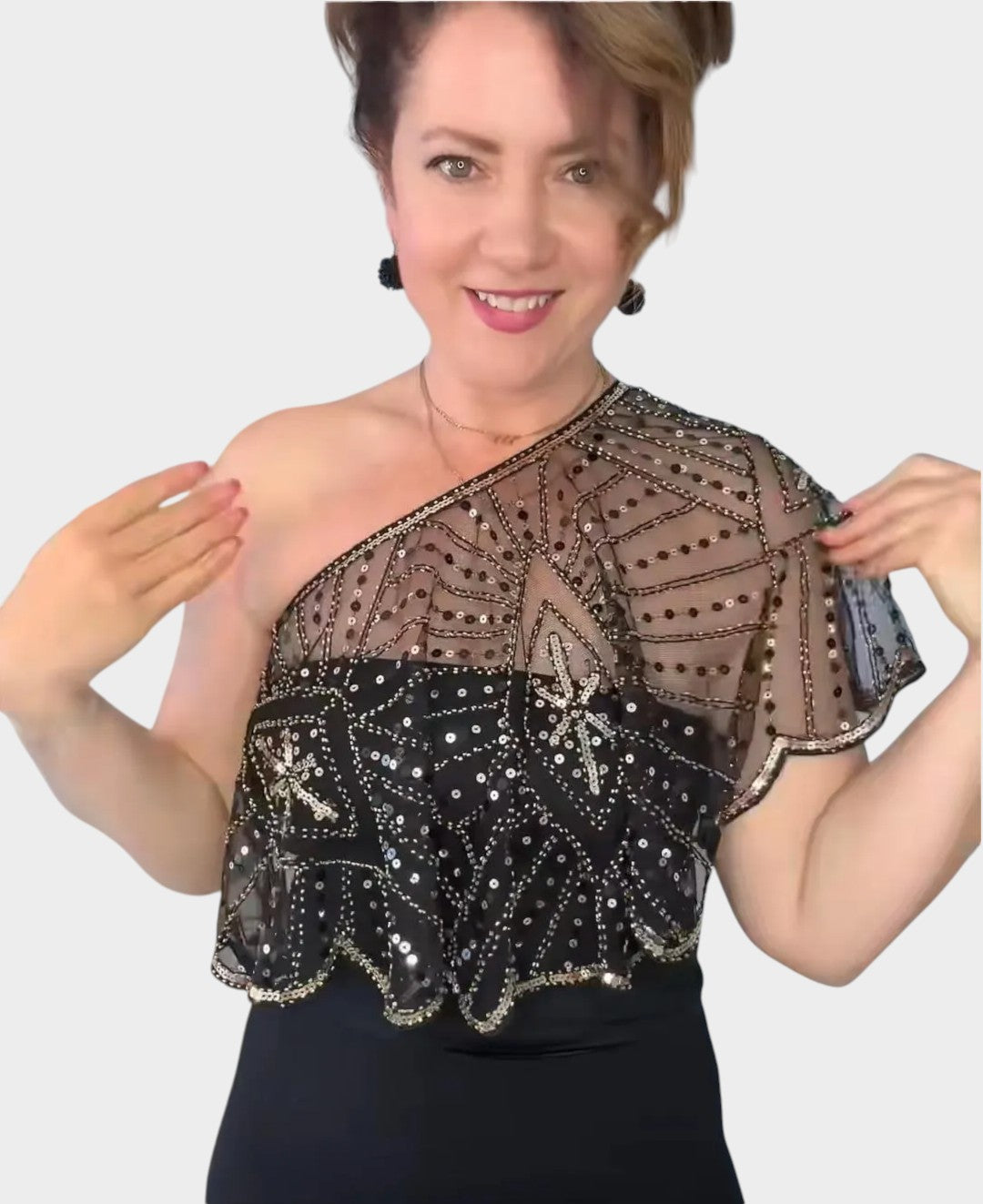 Elegant Sequin Lace Shawl