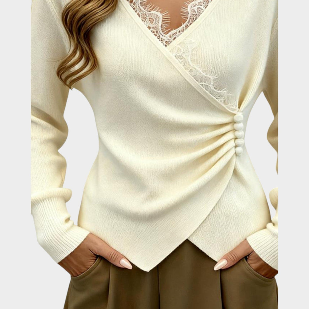 Lace Knit Top with Wrap Detail