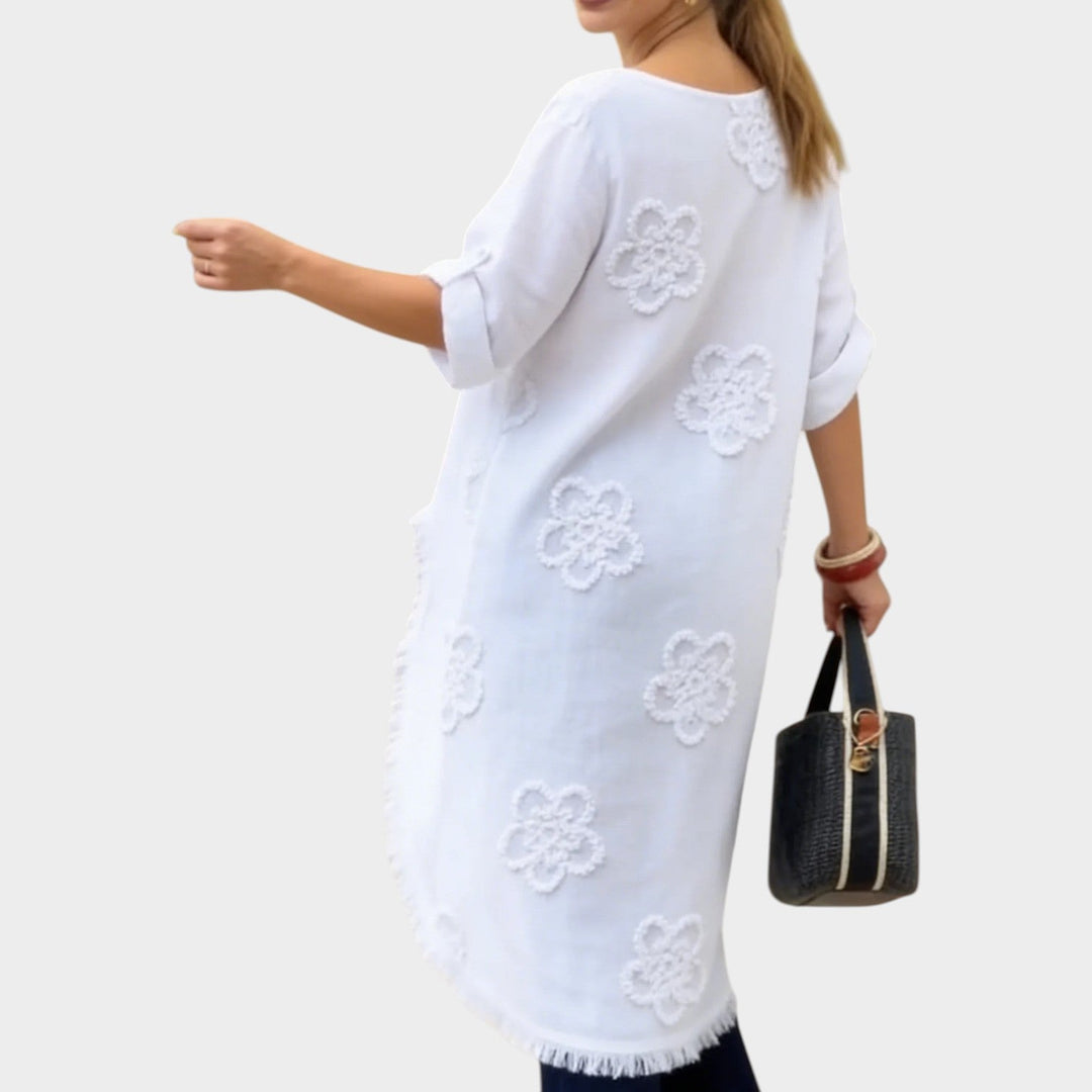 Asymmetrical Floral Tunic Top