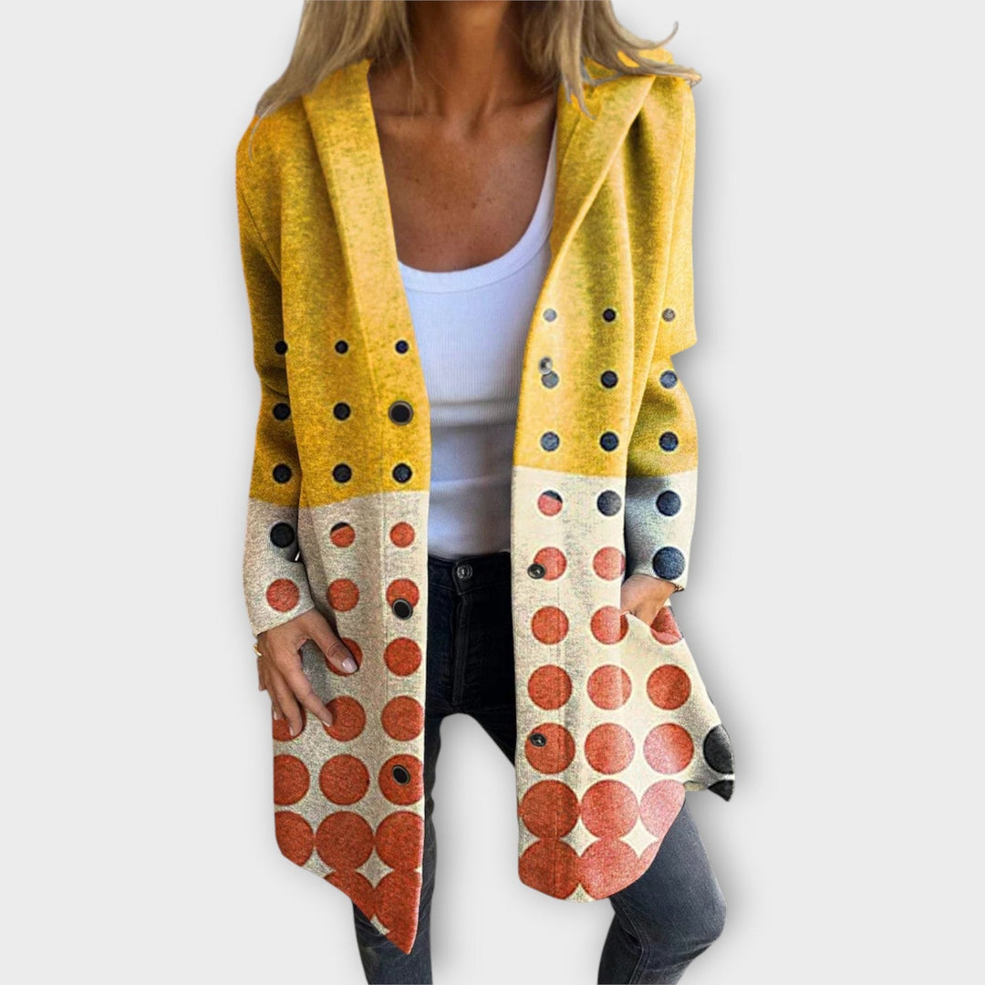 Colorblock Polka Dot Hooded Cardigan