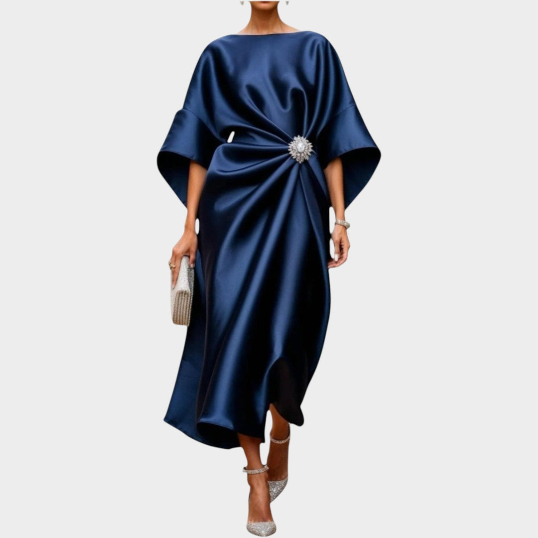 Draped Satin Statement Dress