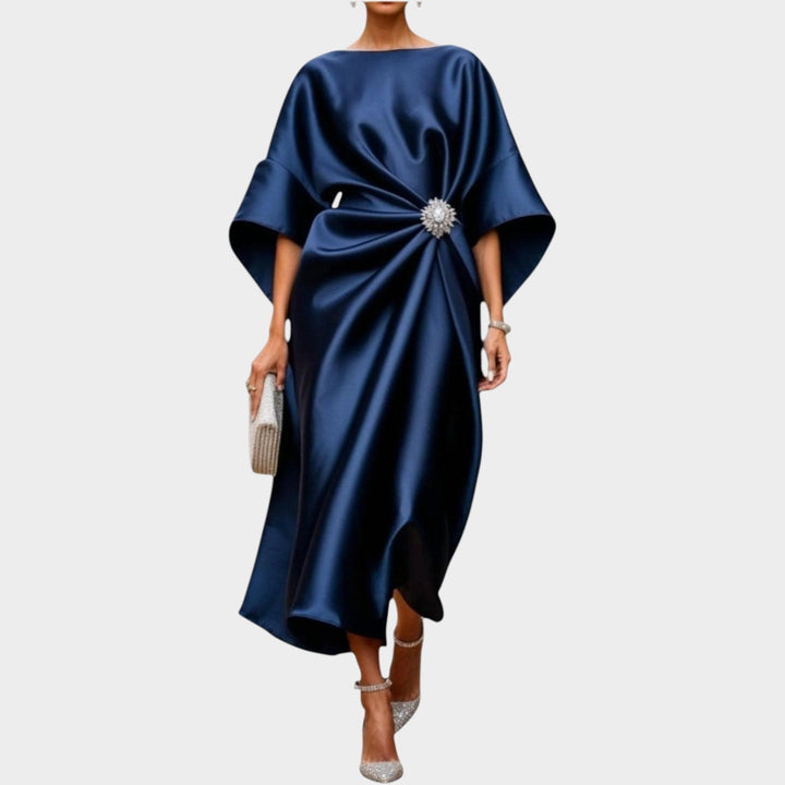 Draped Satin Statement Dress