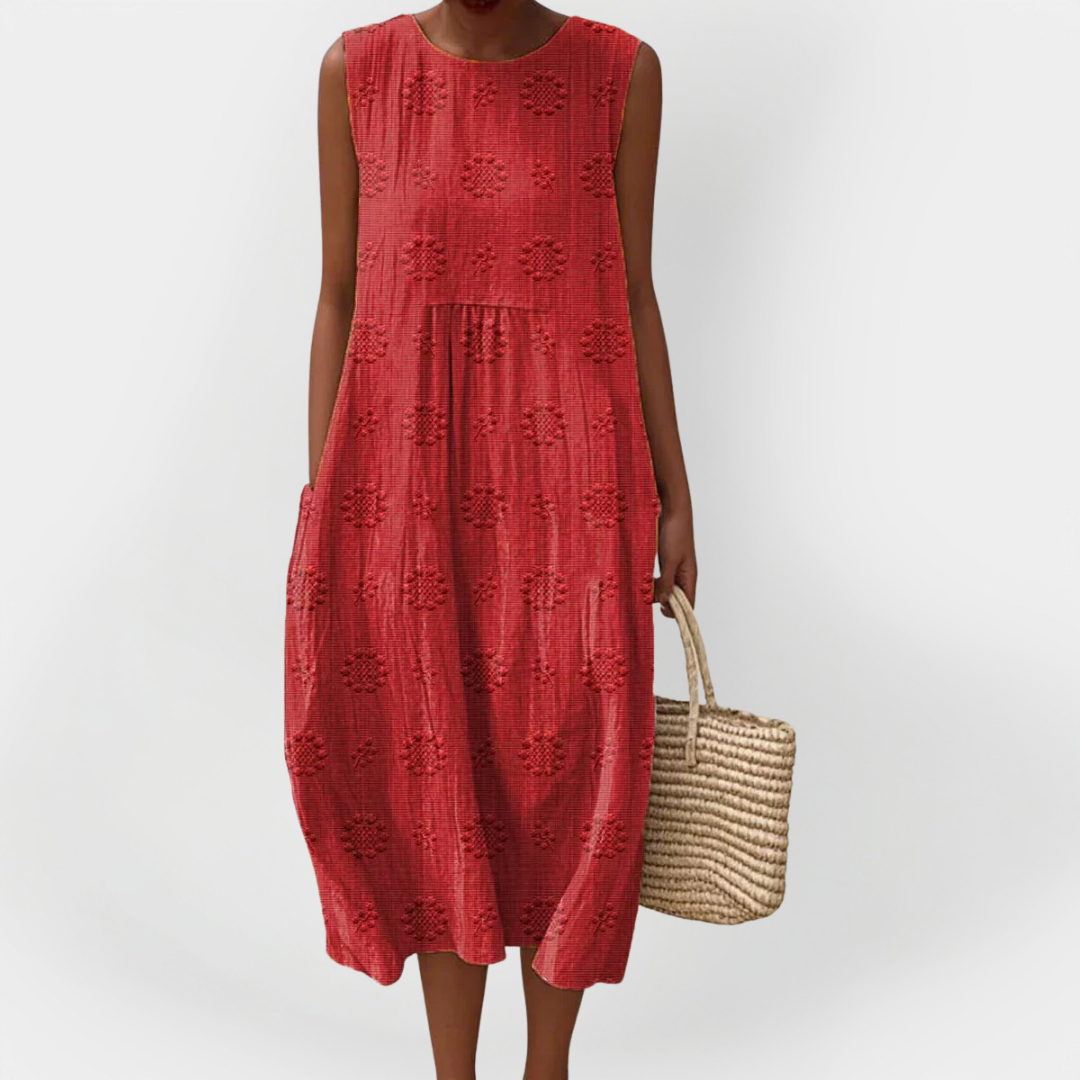 Textured Sleeveless Midi Dress