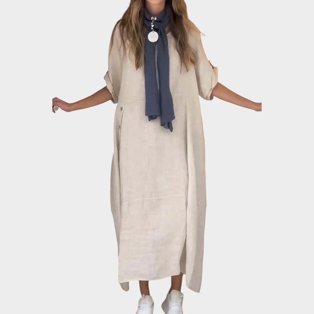 Relaxed Button‑Detail Maxi Dress