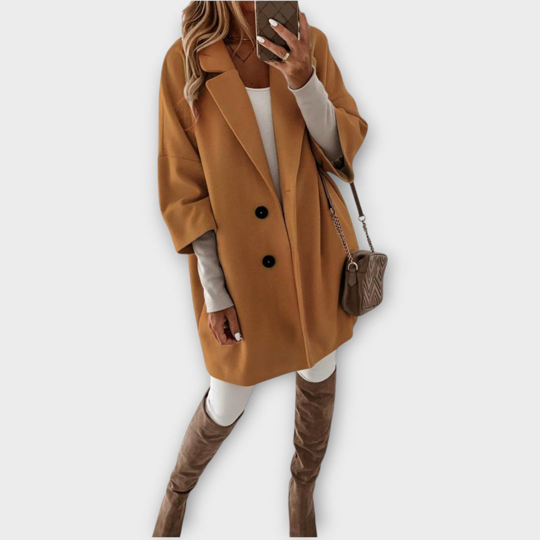 Sleek Minimalist Wool Blend Overcoat