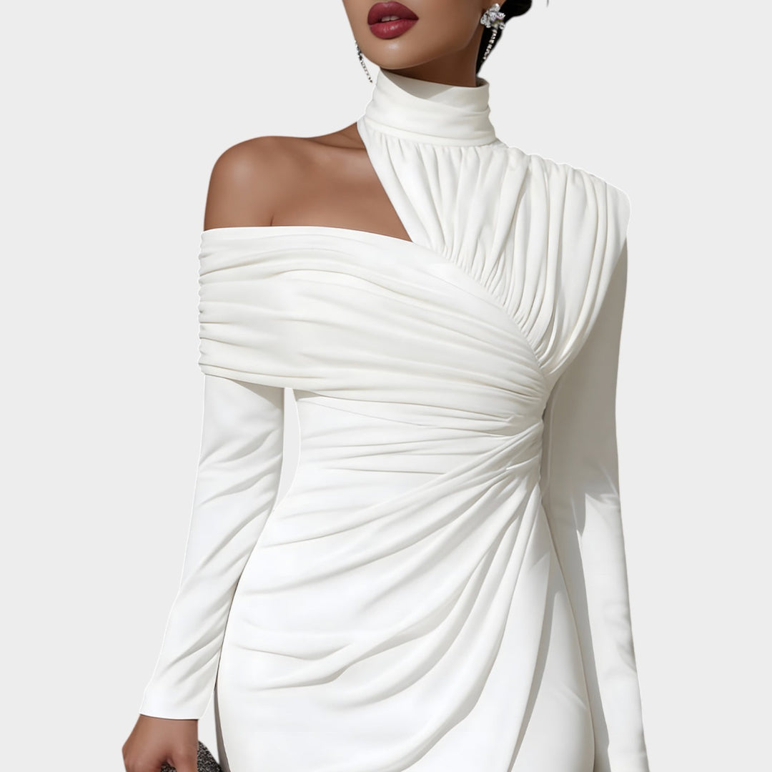 Sculpted Elegance Off-Shoulder Dress