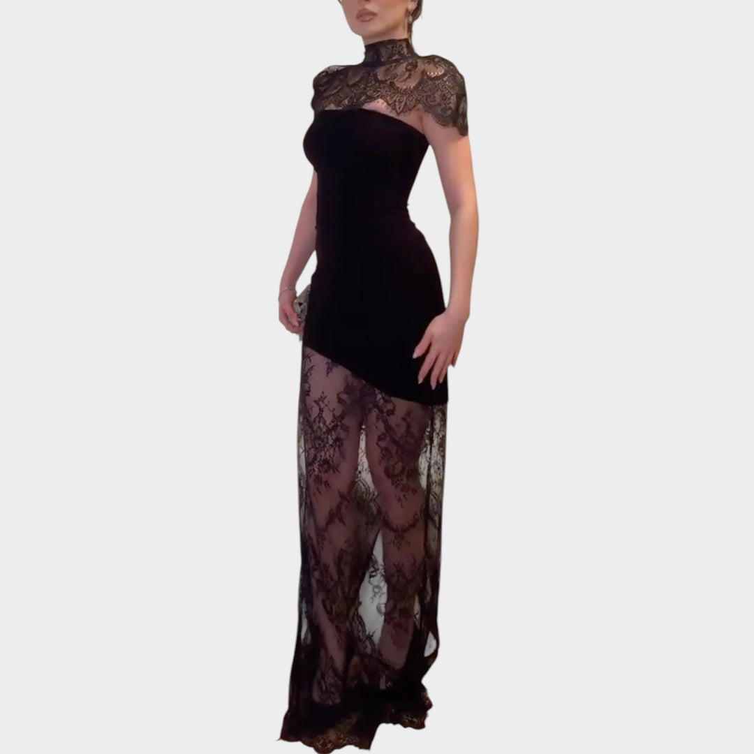 Luxe Lace Illusion Evening Dress