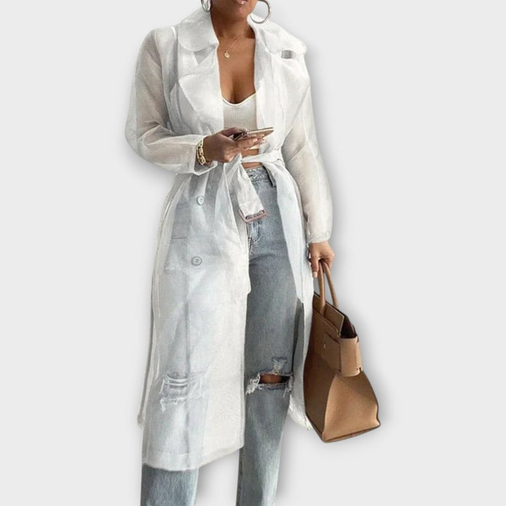 Transparent Belted Trench Coat