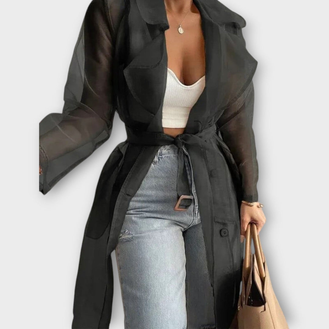 Transparent Belted Trench Coat