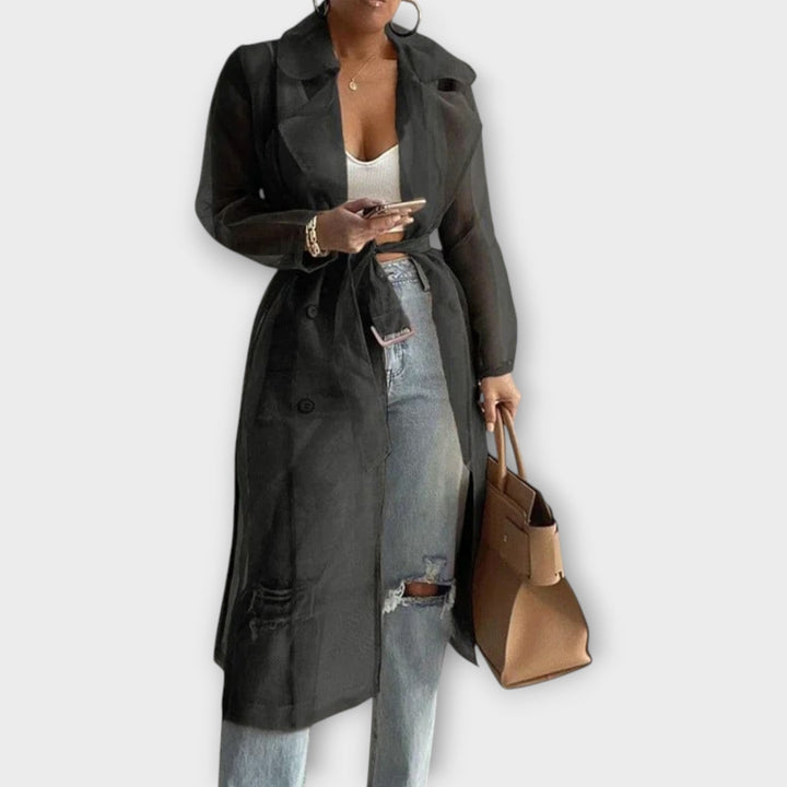 Transparent Belted Trench Coat