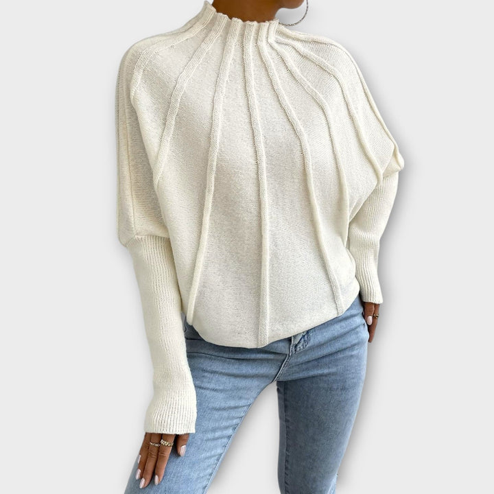 Stylish Ribbed High-Collar Sweater