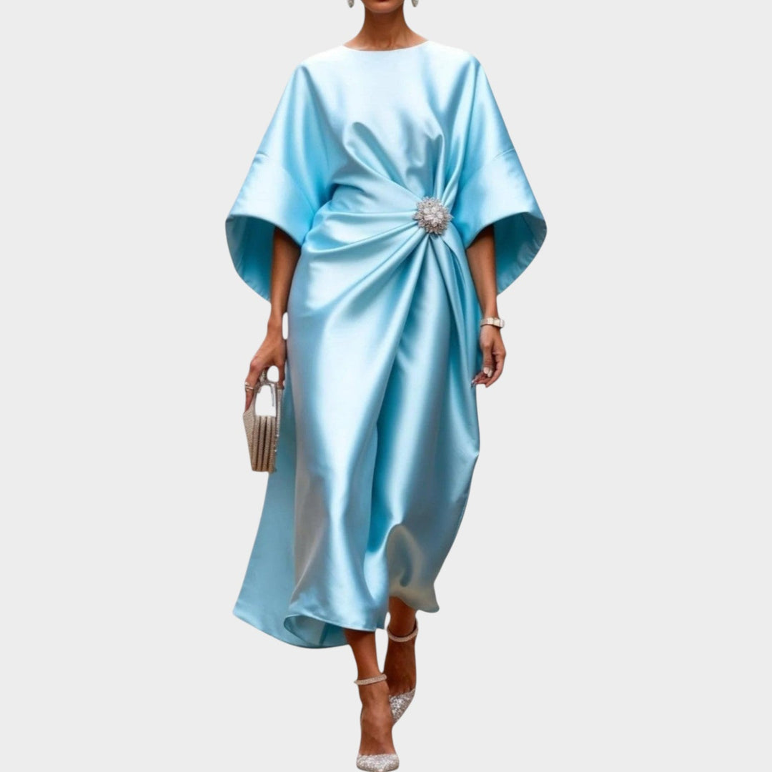 Draped Satin Statement Dress