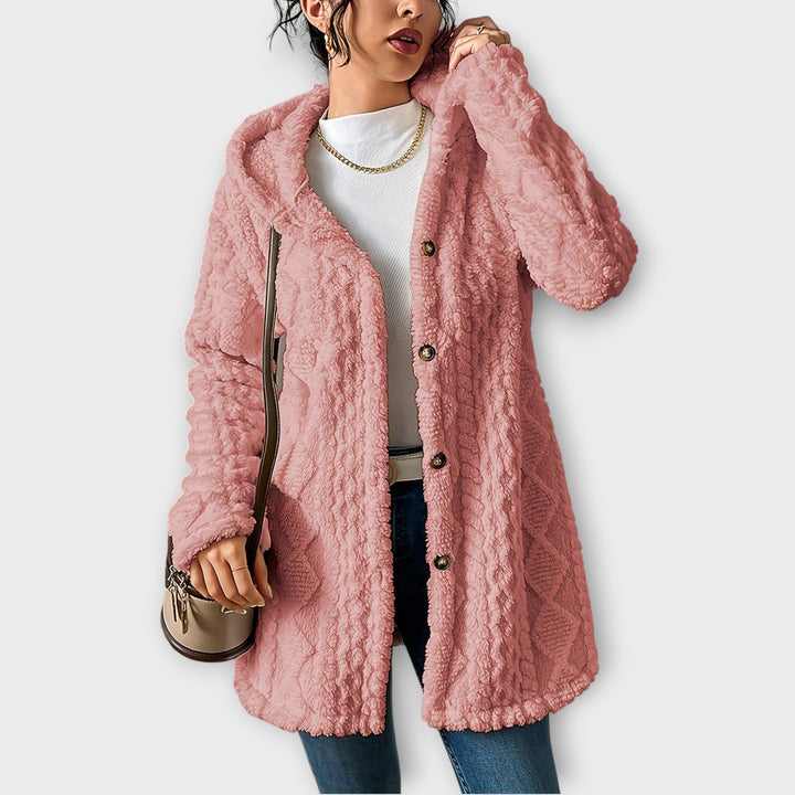 Warm and Textured Hooded Winter Coat