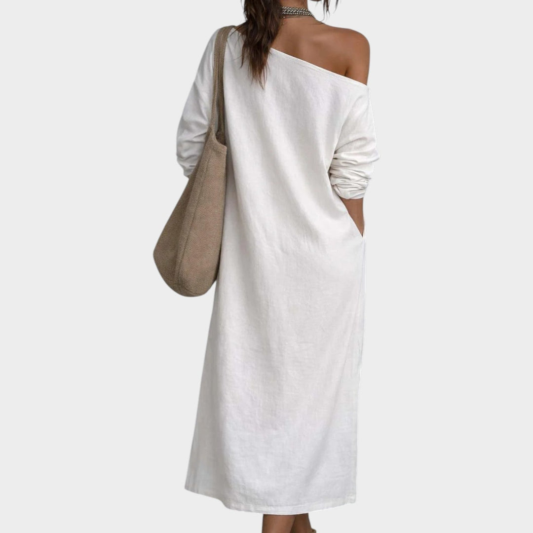 Asymmetric Off-Shoulder Maxi Dress