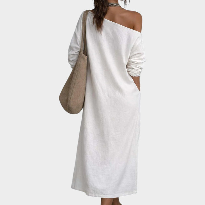 Asymmetric Off-Shoulder Maxi Dress