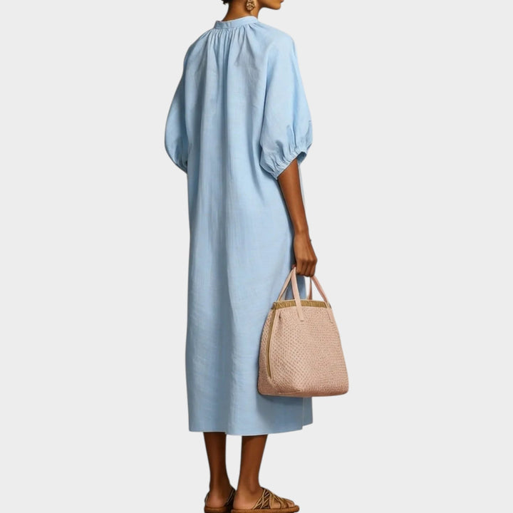 Relaxed Zip-Front Midi Dress
