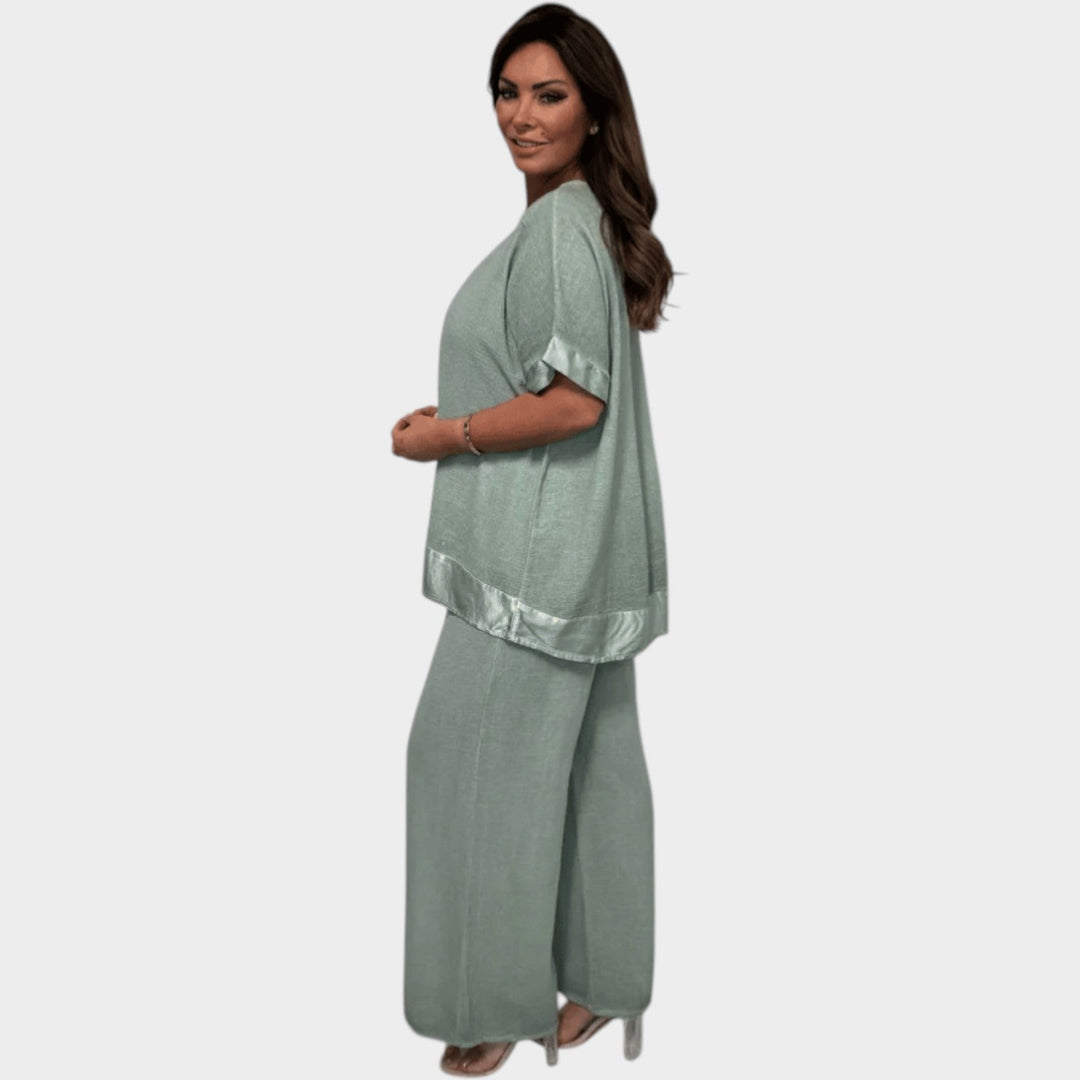 Relaxed V-Neck Two-Piece Set