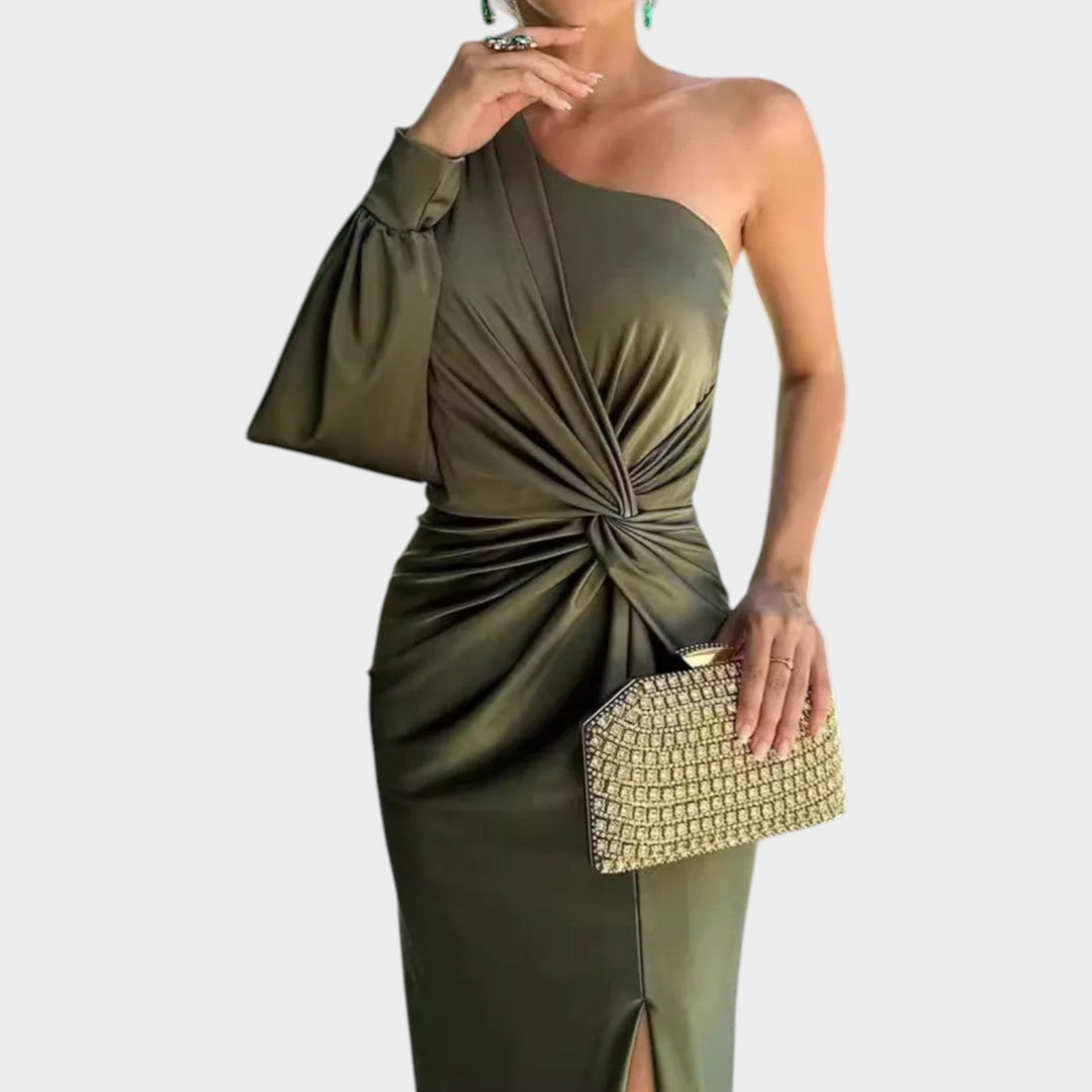 One-Shoulder Ruched Evening Dress