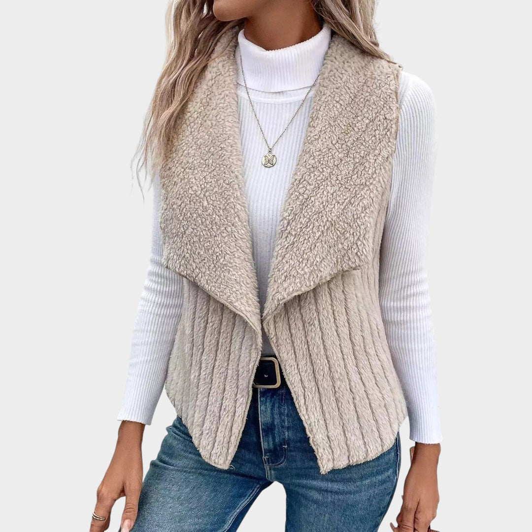 Textured Open-Front Layering Vest