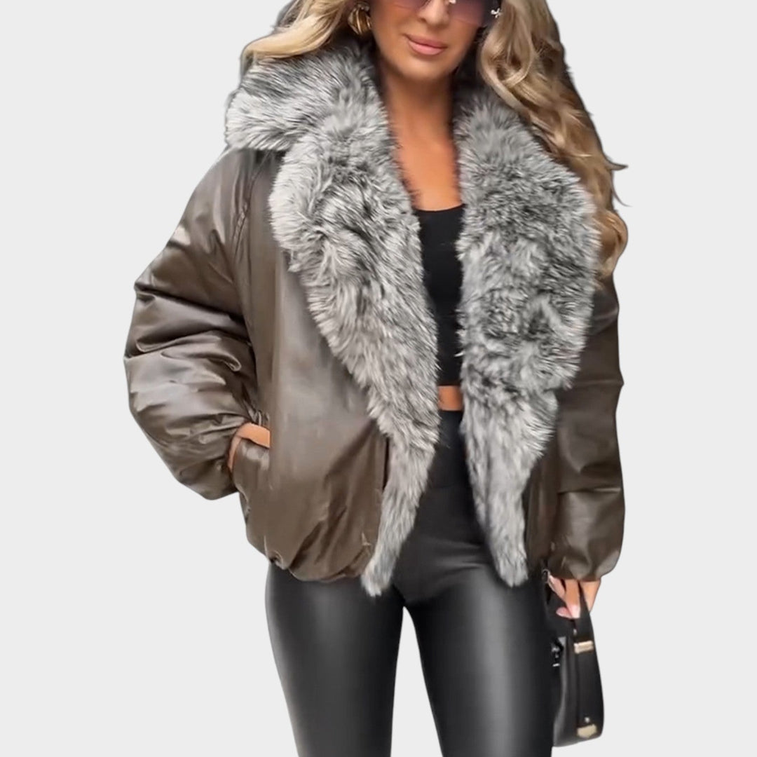 Faux Fur-Lined Aviator Jacket