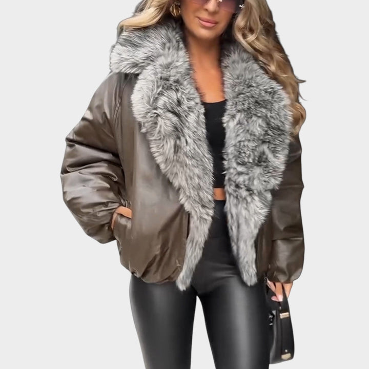 Faux Fur-Lined Aviator Jacket