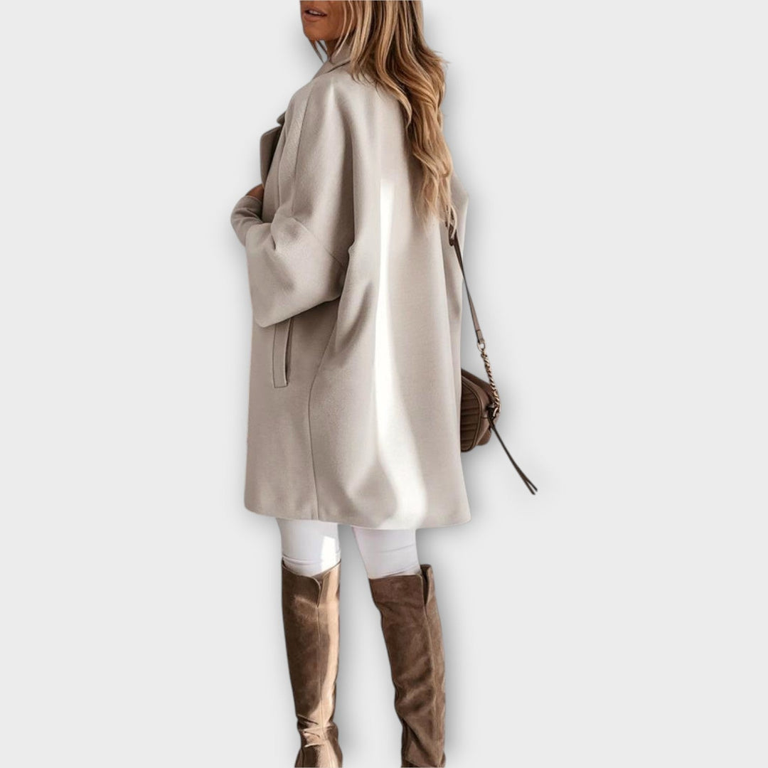 Sleek Minimalist Wool Blend Overcoat