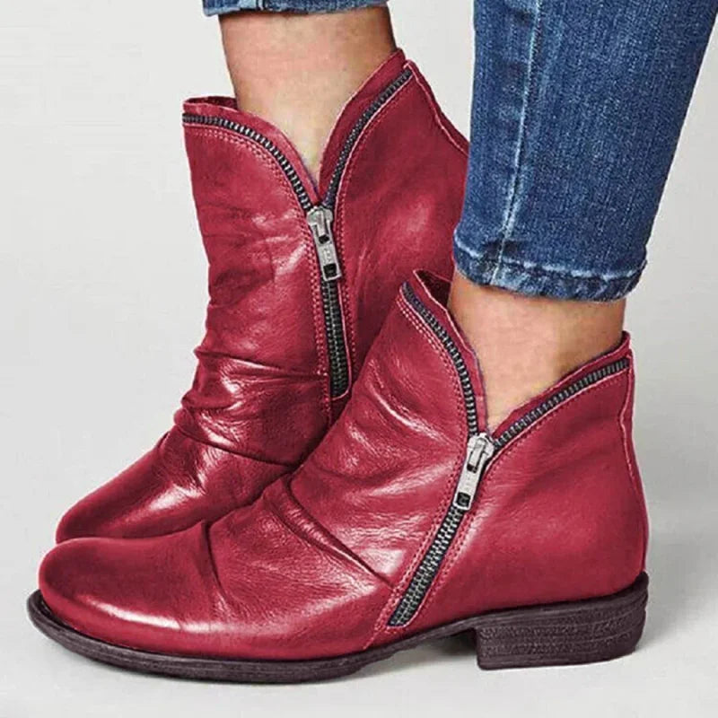 Ankle Boots with Zipper Accents