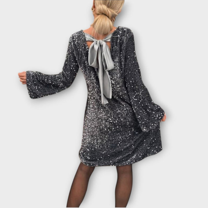 Sequin Bell-Sleeve Party Dress