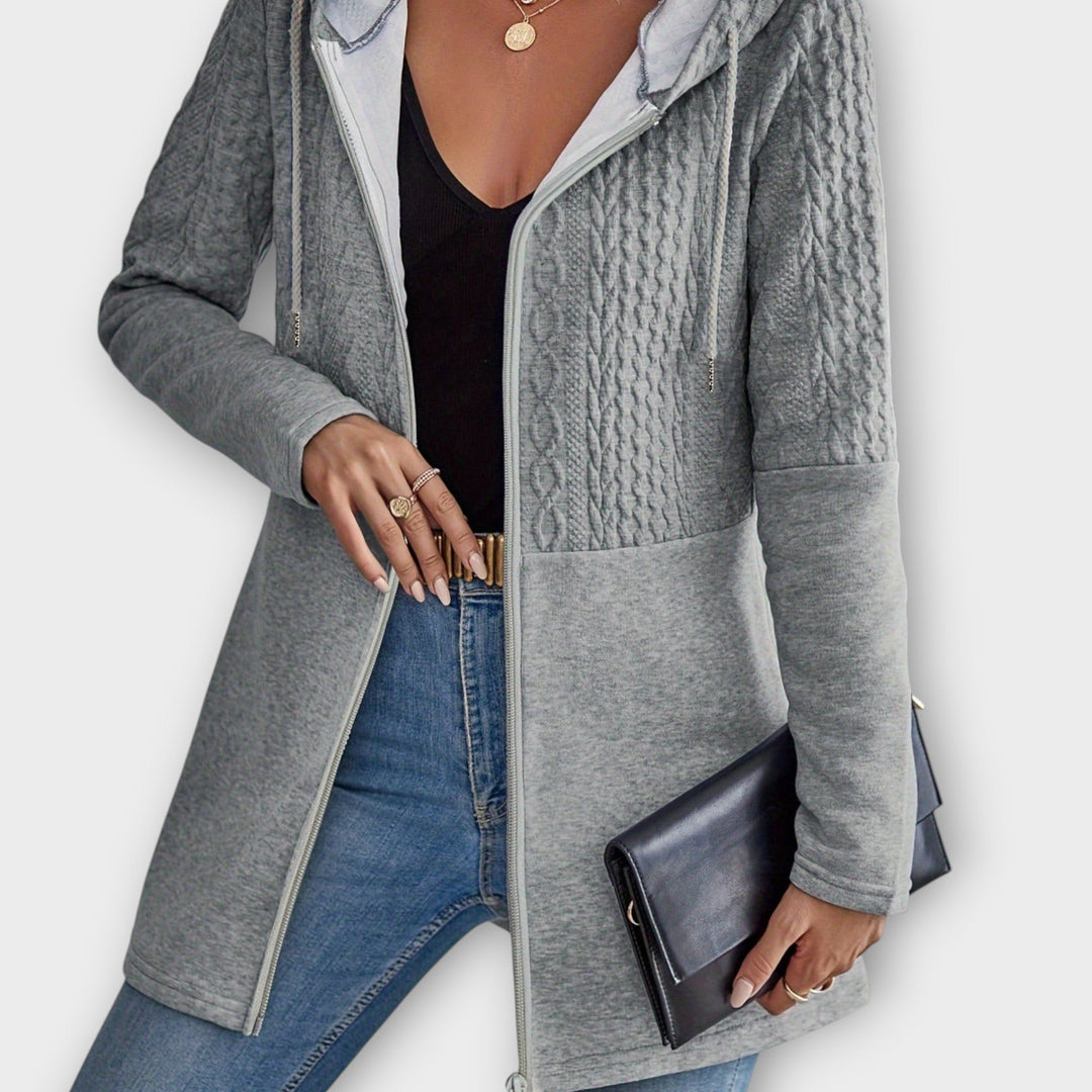 Textured Hooded Zip Cardigan