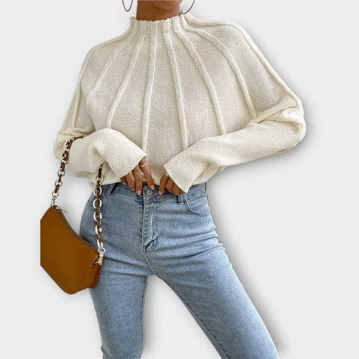 Stylish Ribbed High-Collar Sweater