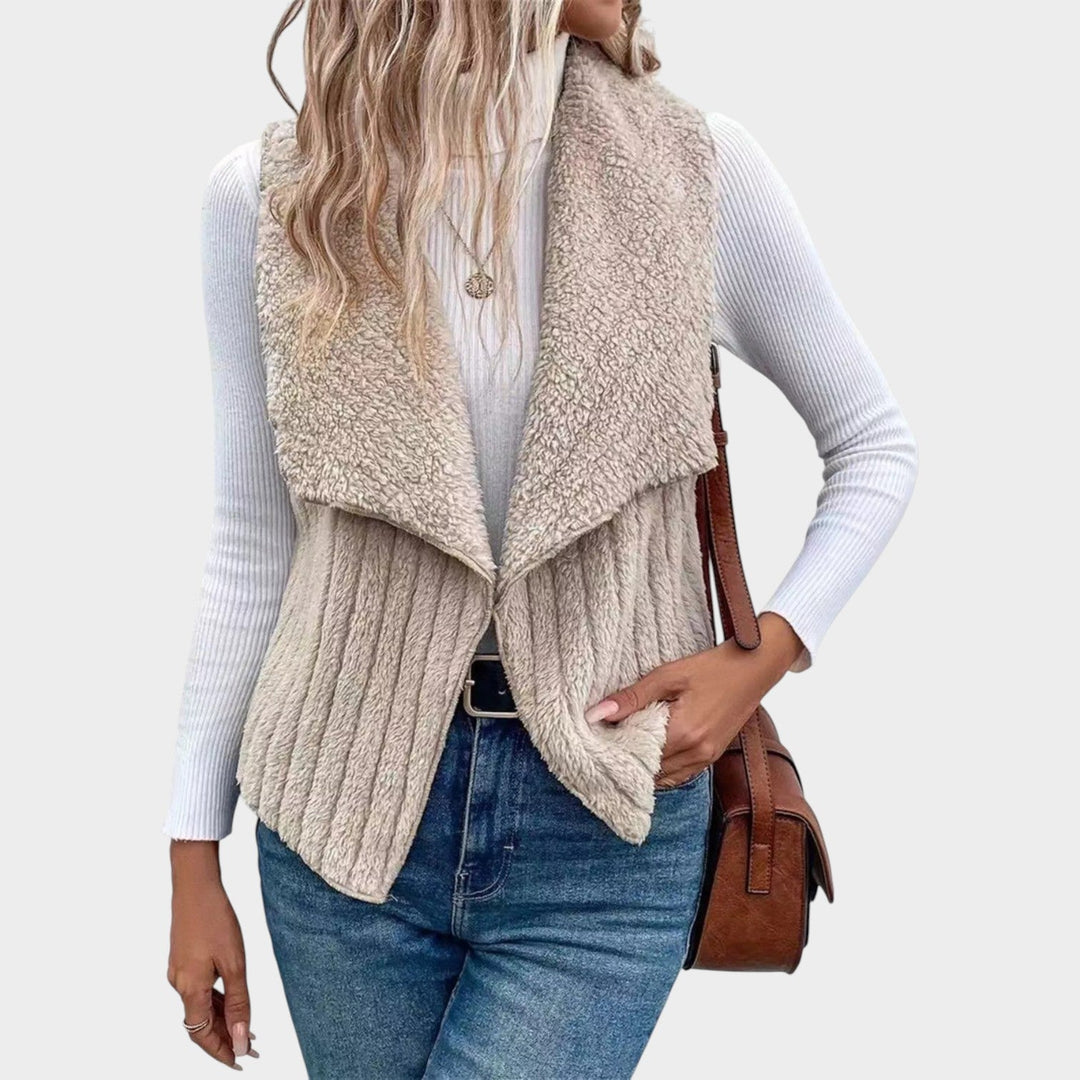 Textured Open-Front Layering Vest
