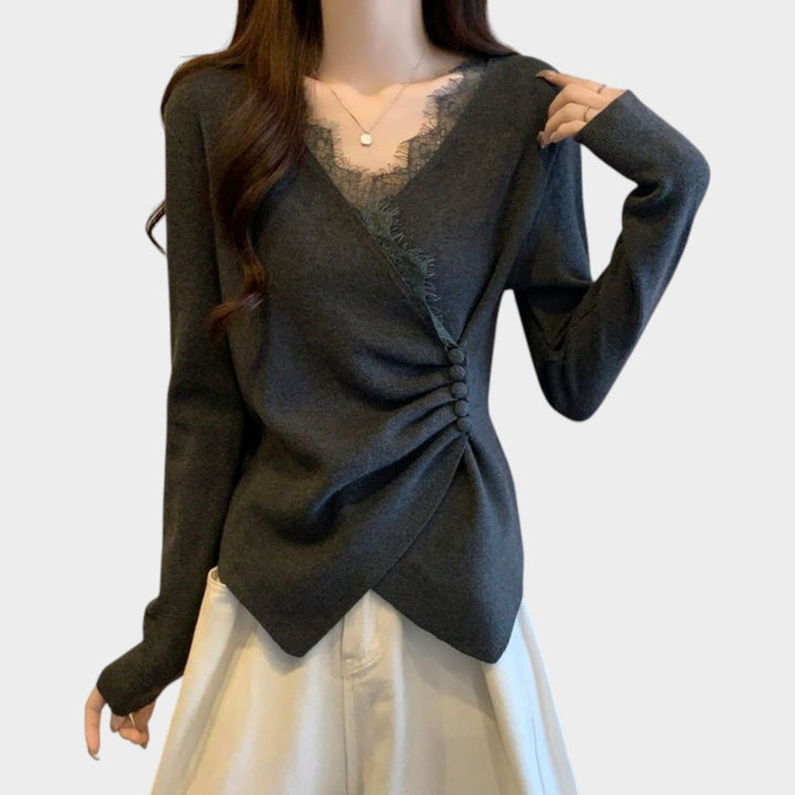 Lace Knit Top with Wrap Detail