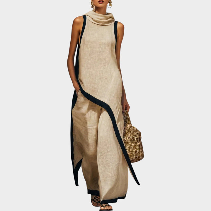 Asymmetric Contrast Trim Two-Piece Set