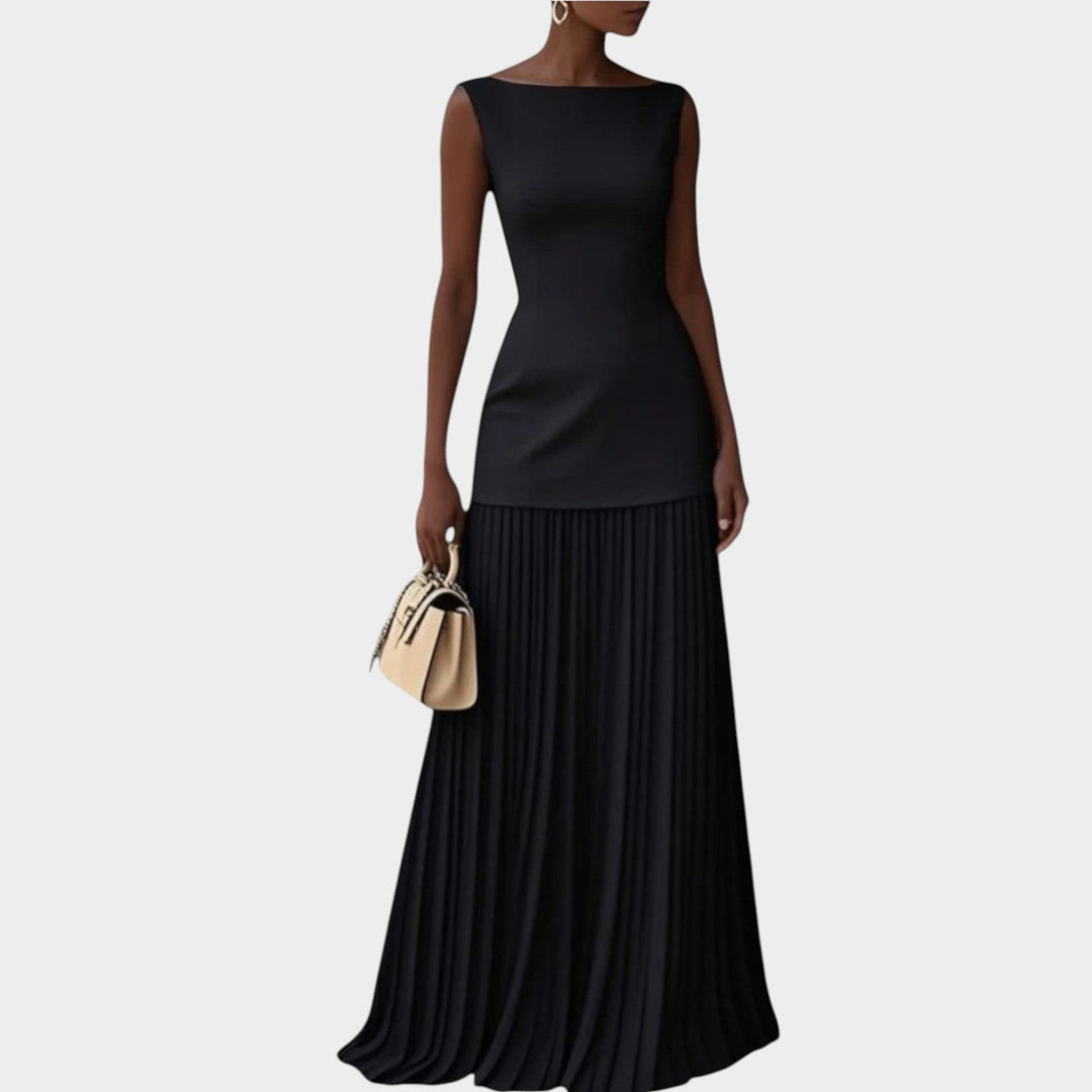 Elegant Pleated Maxi Evening Dress