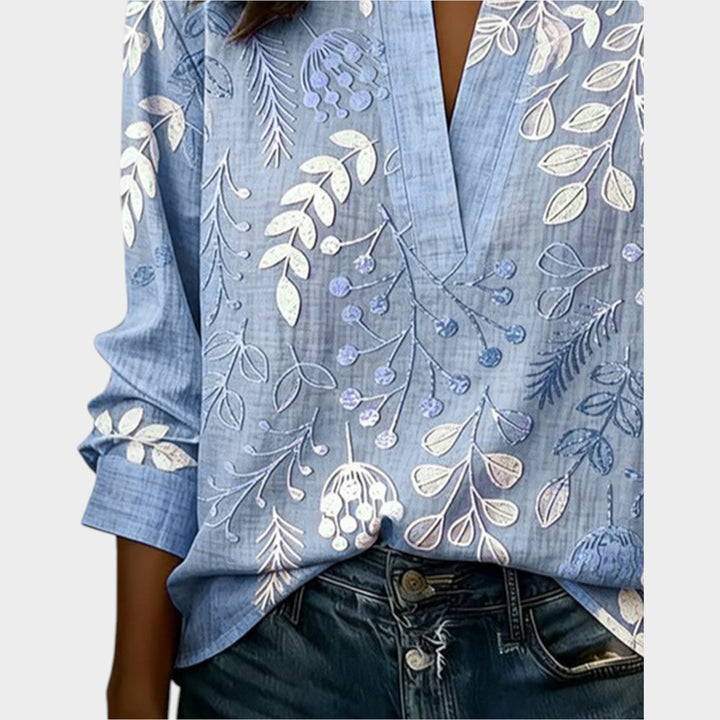 Botanical Print Relaxed Blouse
