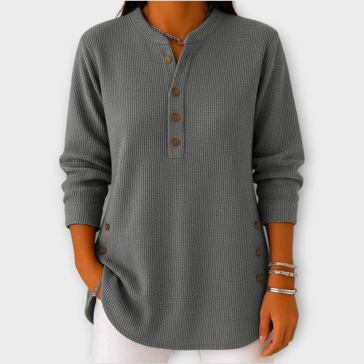 Timeless Knit Top with Button Accents