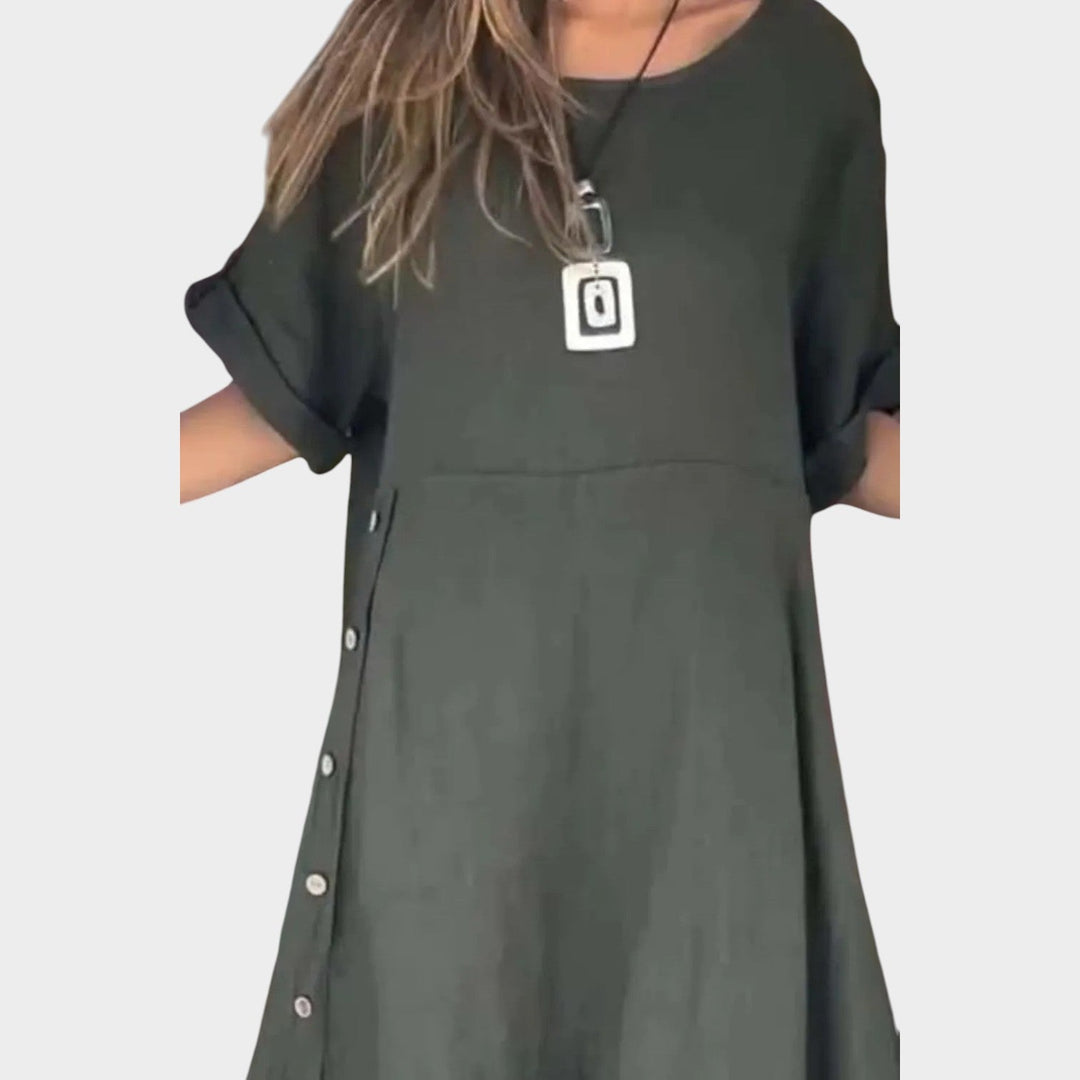 Relaxed Button‑Detail Maxi Dress