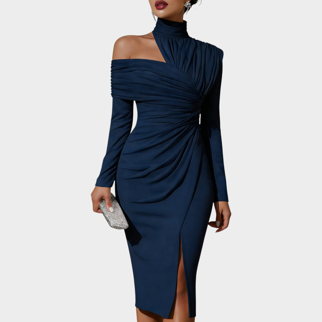 Sculpted Elegance Off-Shoulder Dress