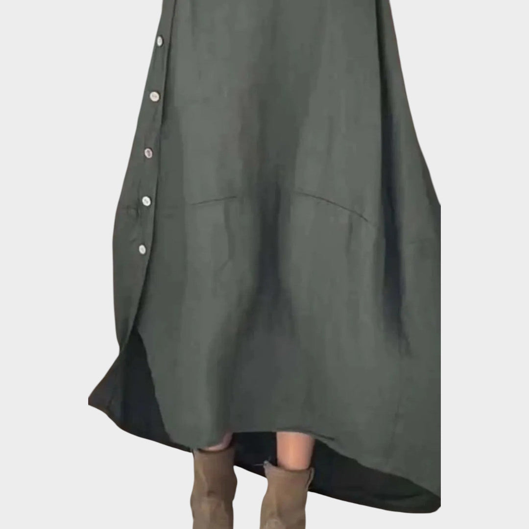 Relaxed Button‑Detail Maxi Dress