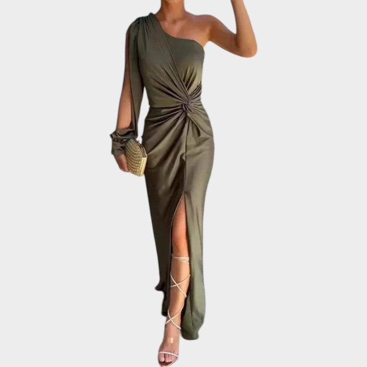 One-Shoulder Ruched Evening Dress