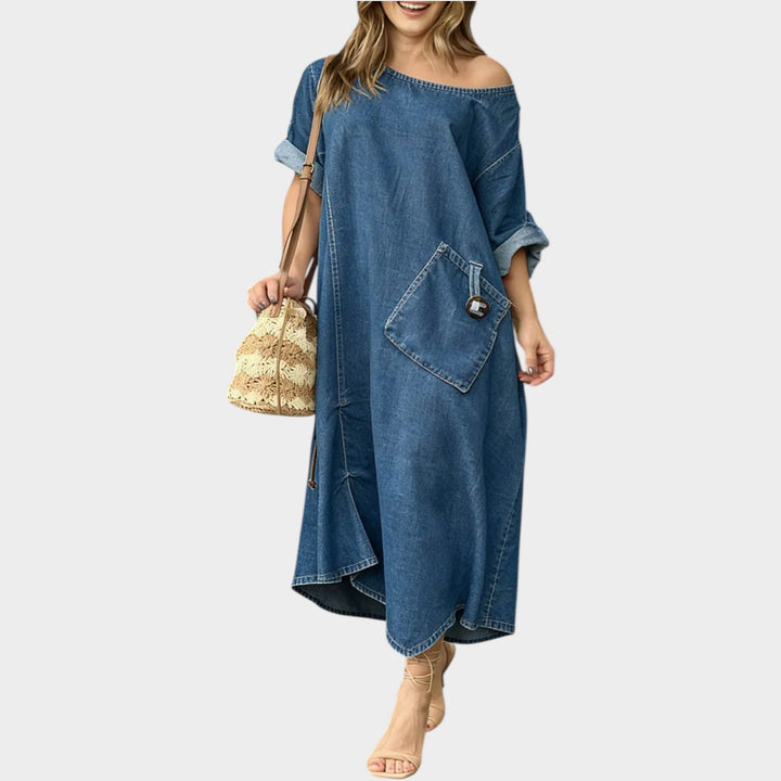 Off-Shoulder Oversized Denim Dress