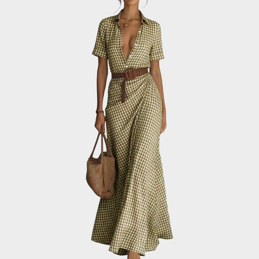 Plaid Wrap Maxi Dress