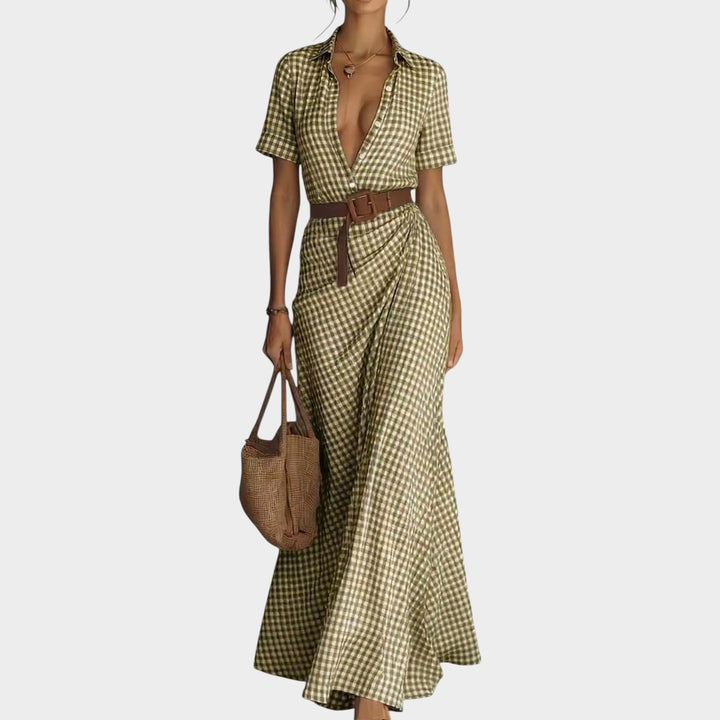 Plaid Wrap Maxi Dress