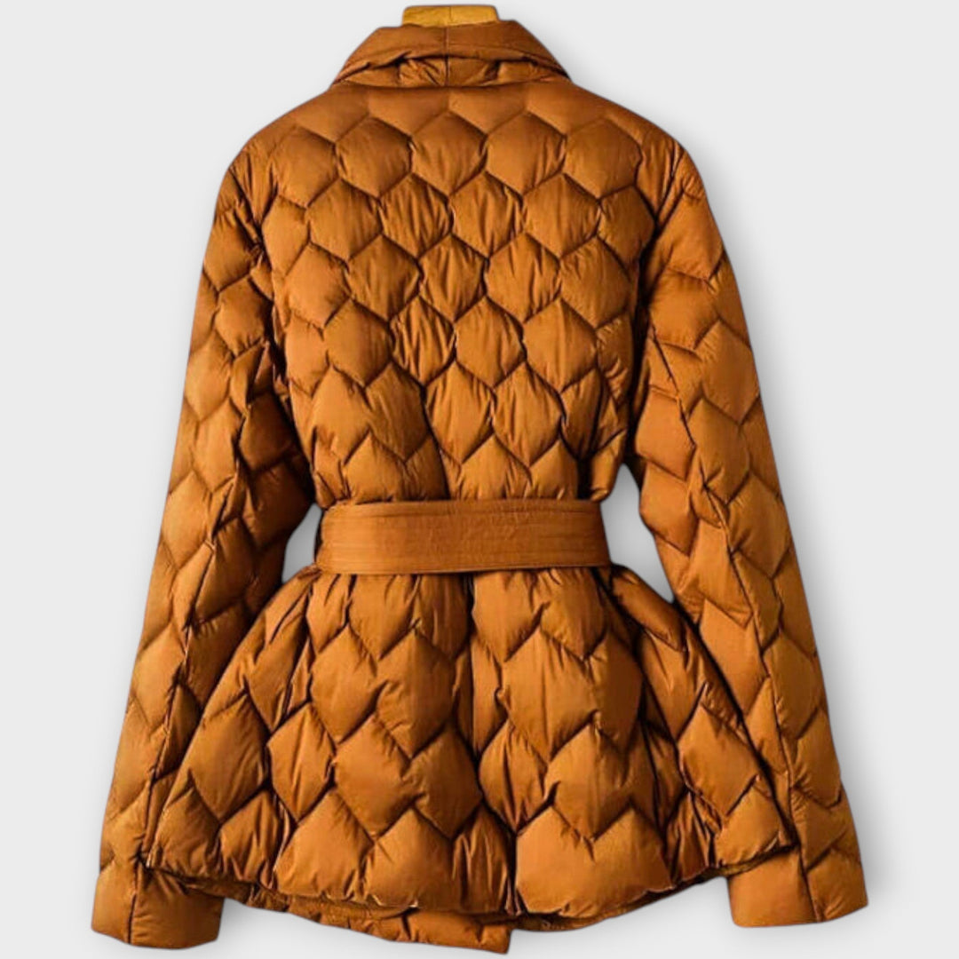 Belted Waist Quilted Wrap Coat