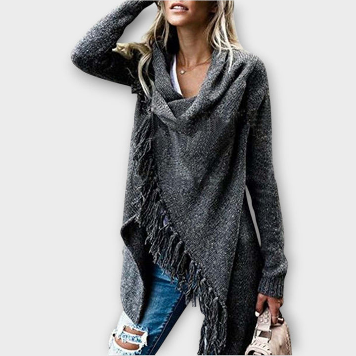 Snug Fringe Knit Sweater Wrap