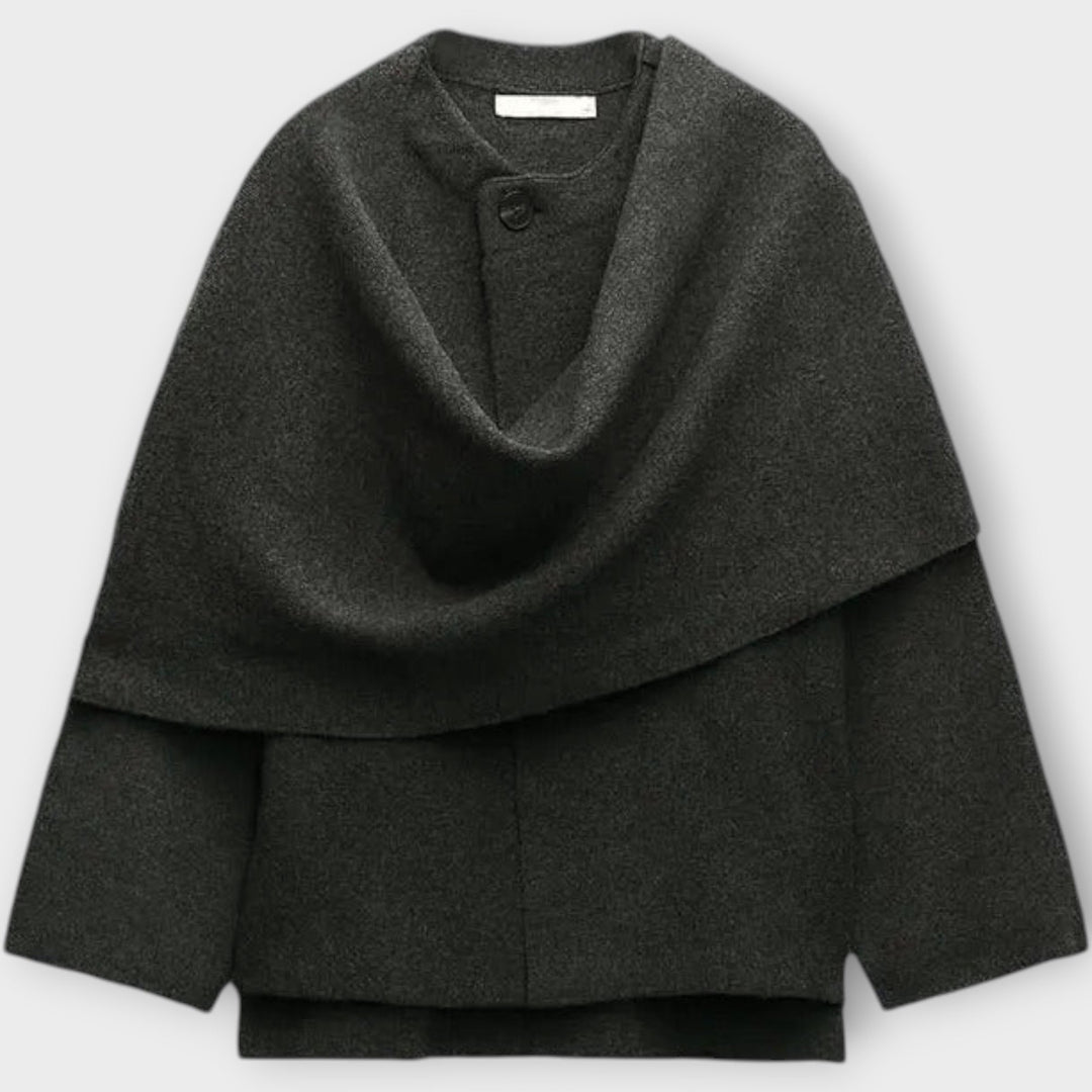 Soft Wool-Blend Coat with Draped Collar
