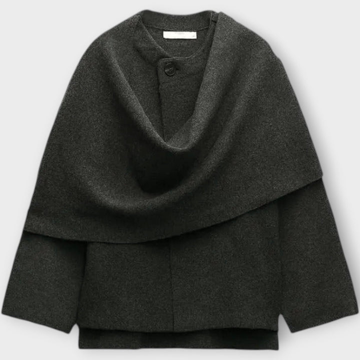 Soft Wool-Blend Coat with Draped Collar